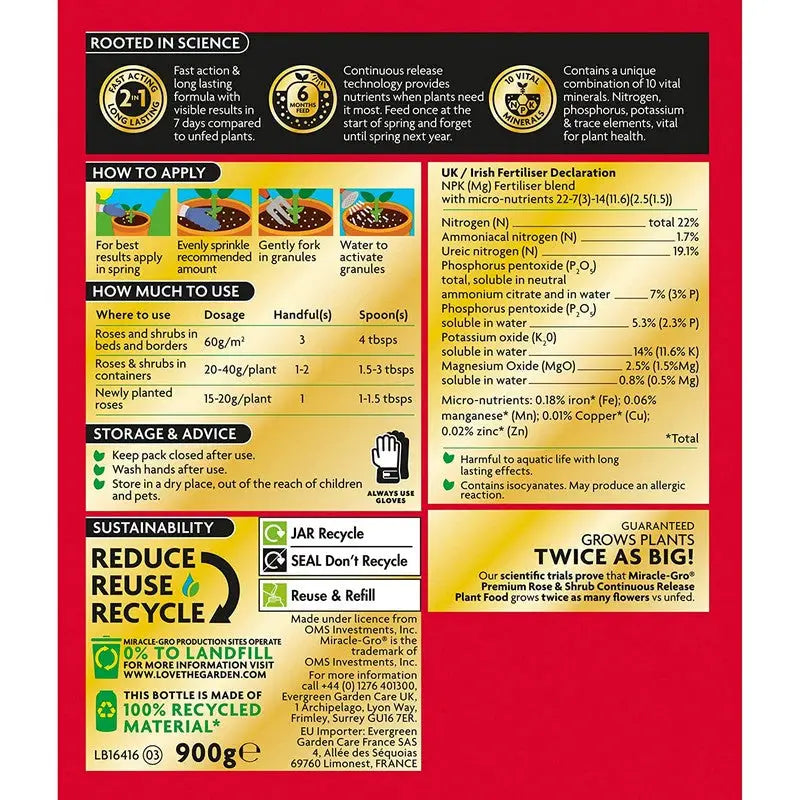 Miracle-Gro Premium Rose & Shrub Food Continuous Release -