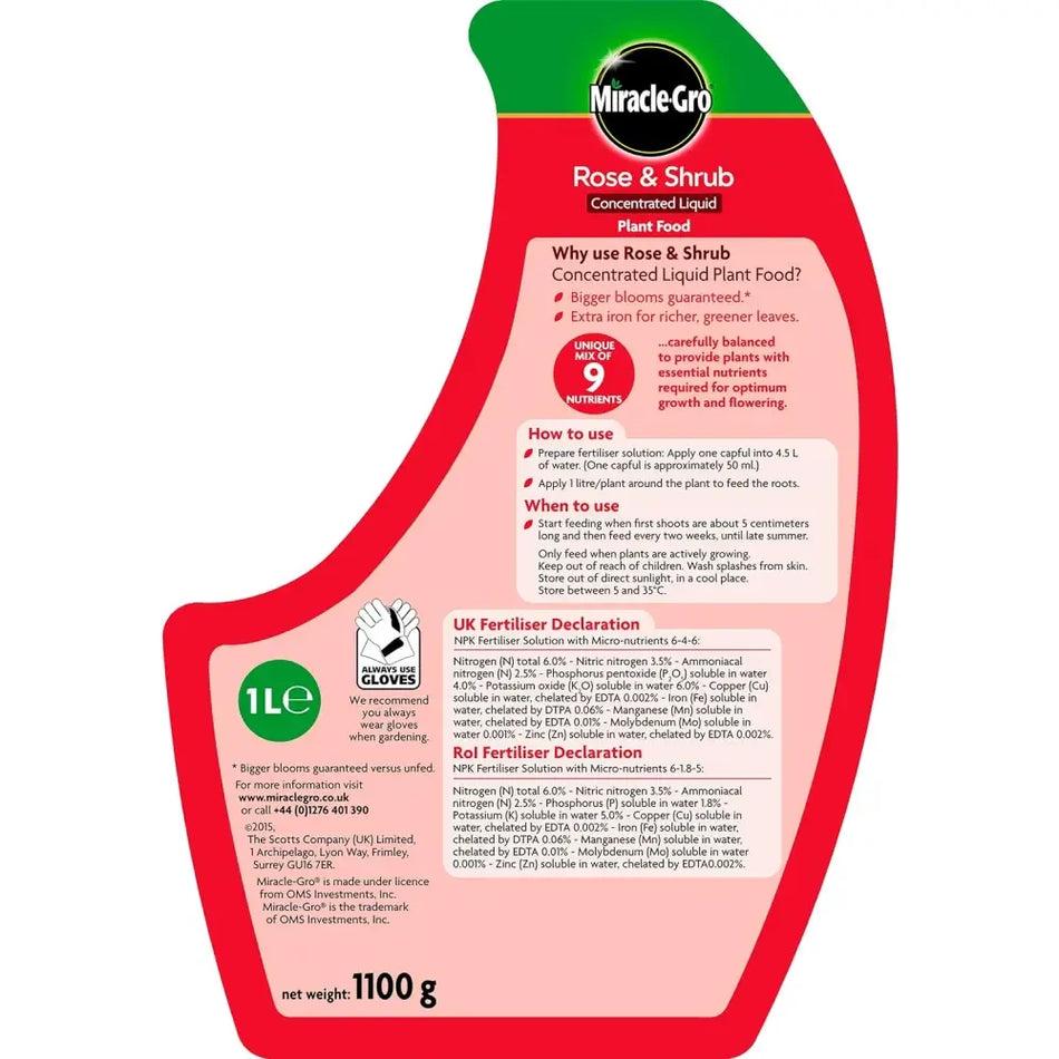 Miracle-Gro Rose & Shrub Liquid Plant Food 1Ltr