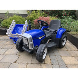 MX Electric 12V Tractor With Trailer - Blue - Toys