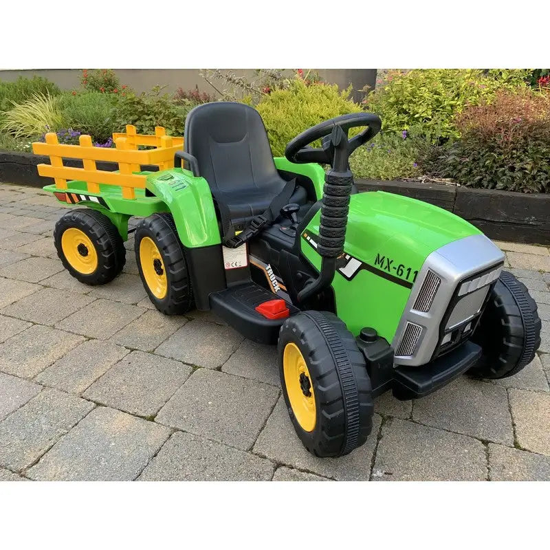 MX Electric 12V Tractor With Trailer - Green - Toys