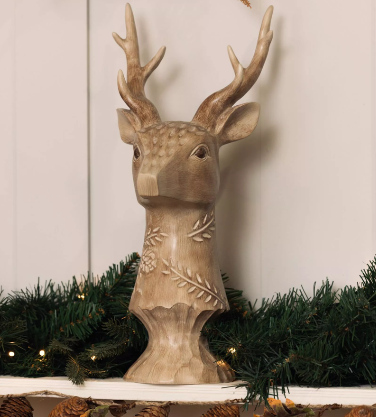 Resin Wood Effect Stag Bust 45cm