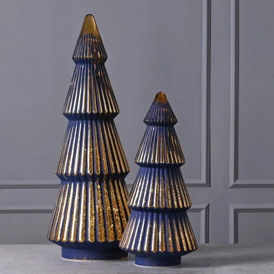 Navy Crackle Glass LED Christmas Tree - Medium OR Large -