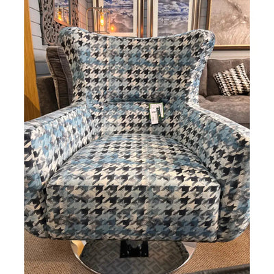 Neva Swivel Arm Chair - Blue & Black - Occasional Chairs