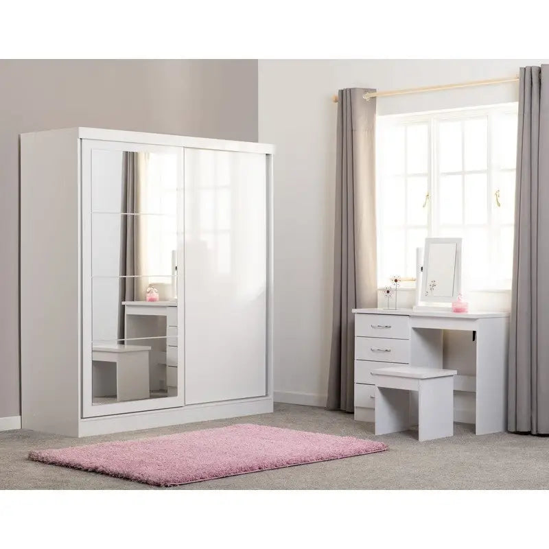 Nevada Dressing Table With Mirror and Stool Included - White