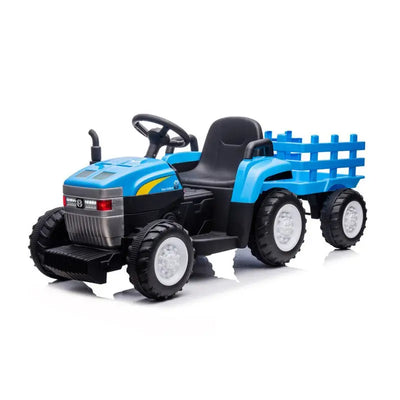 New Holland 12V Electric Ride On Tractor Trailer Blue - Toys