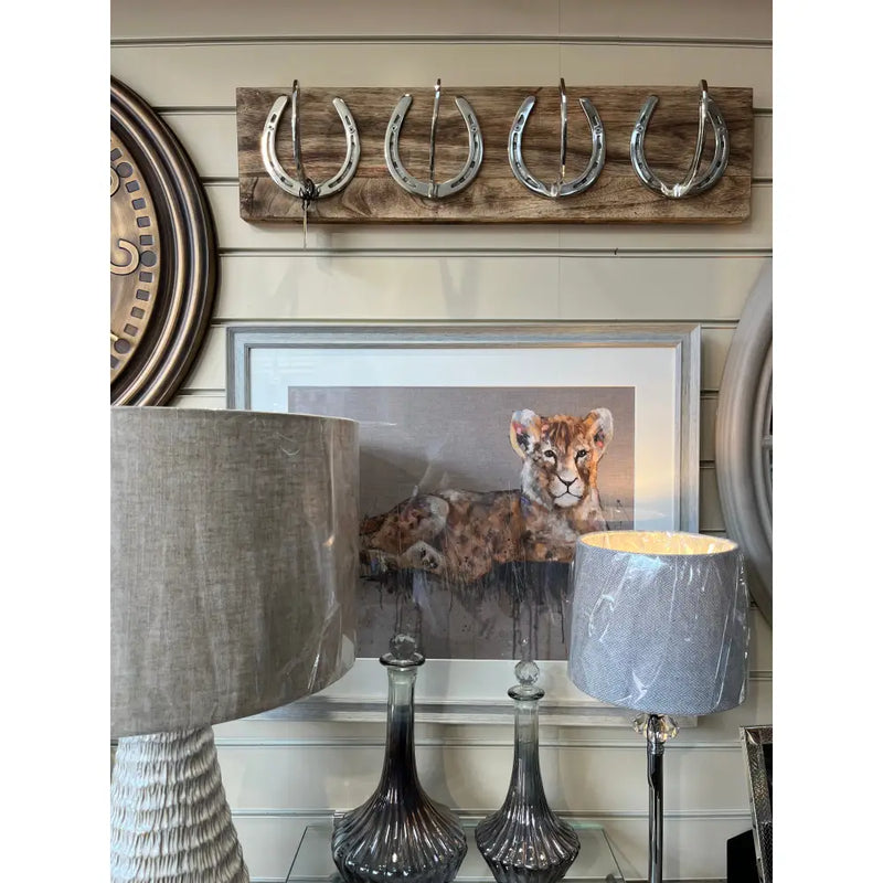 Nickel Horseshoe 4 Hooks - 70 x 17cm