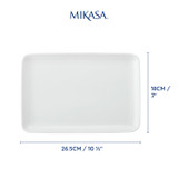 Mikasa Chalk White Rectangle Porcelain Serving Platter, 26.5 x 18cm