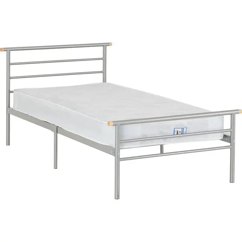 Orion Metal Frame Silver Bed - 3ft Single & Accessories