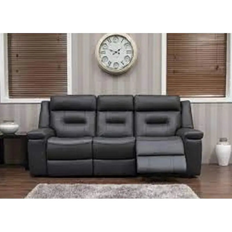 Osbourne Leather Manual Sofa Range - Dark / Taupe Grey -