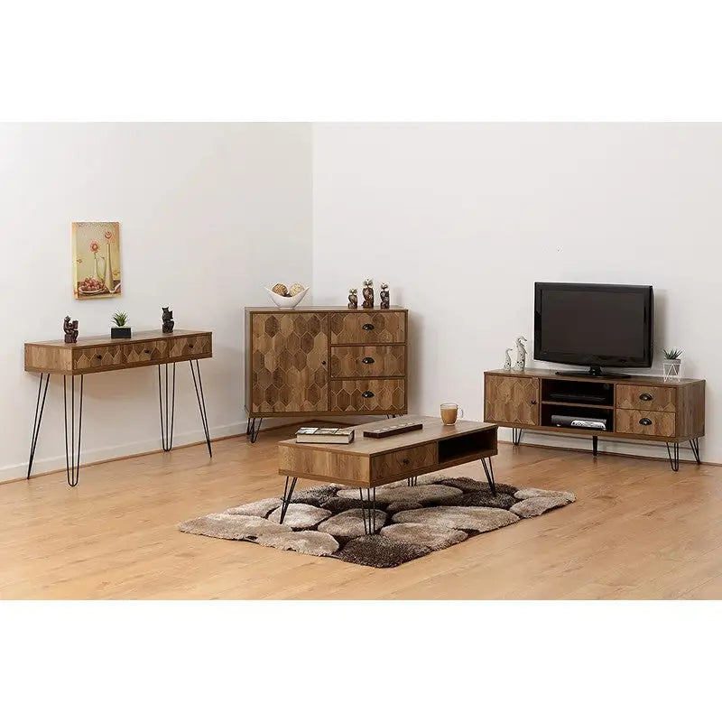 Ottawa 1 Door 2 Drawer TV Unit - Medium Oak Effect -
