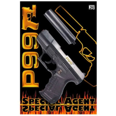P99 100 SHOT SPECIAL AGENT GUN WITH SILENCER - BLACK - Toys