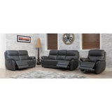 Pando Half Leather Reclining Sofa - Light Grey - 3 Seater