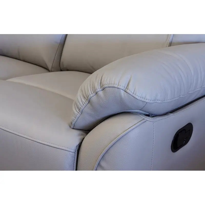 Pando Half Leather Reclining Sofa Light Grey - Sofas