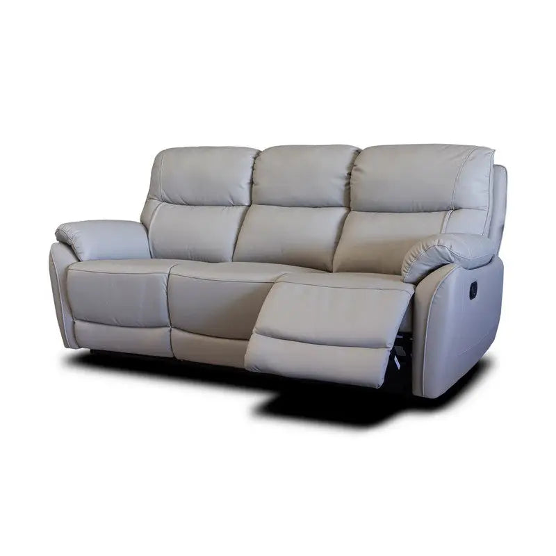 Pando Half Leather Reclining Sofa Light Grey - Sofas