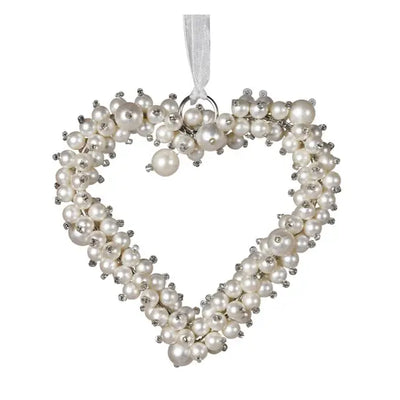 Pearl Heart Hanging Bauble - Christmas >> Baubles Tree