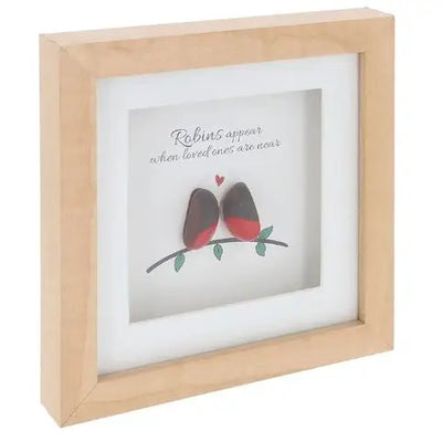 Pebble Glass Square Plaque Robins Appear - Giftware >>