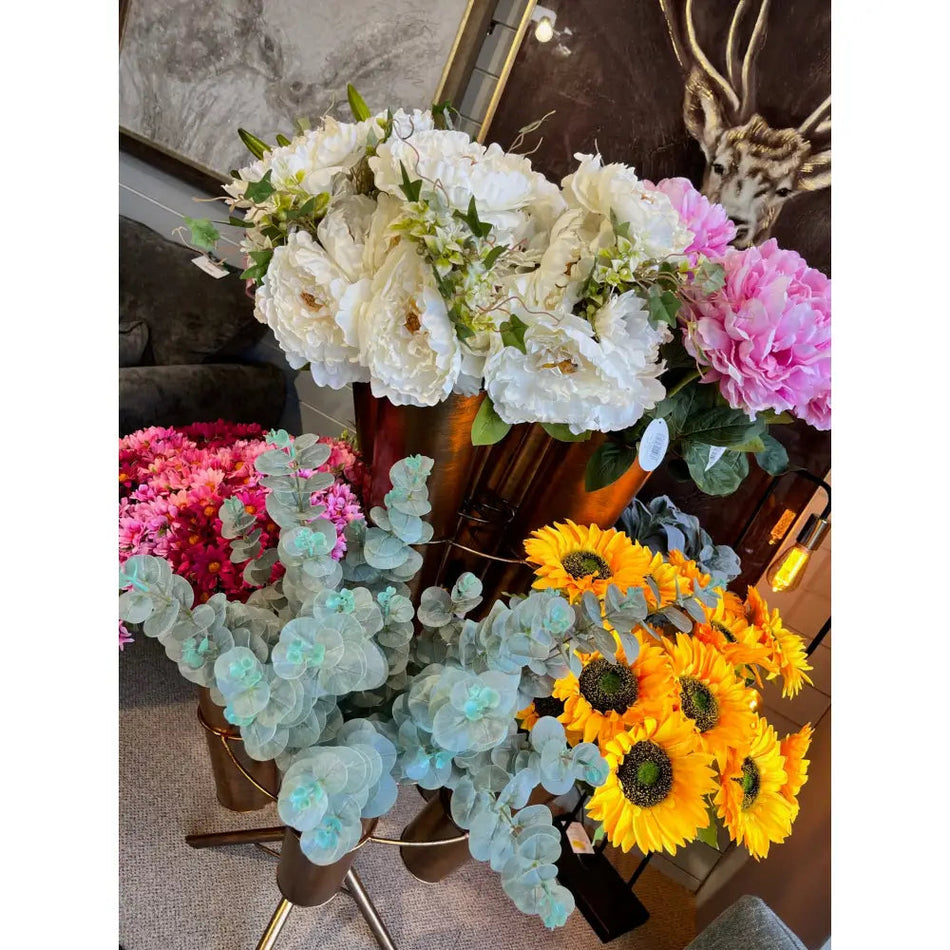 Peony & Mixed Foliage Bush Pink 55cm - Artificial Flora