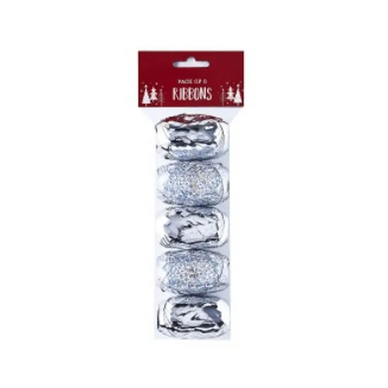 Perkins Silver Ribbon 5 Pack (5mm x 8m) - Christmas