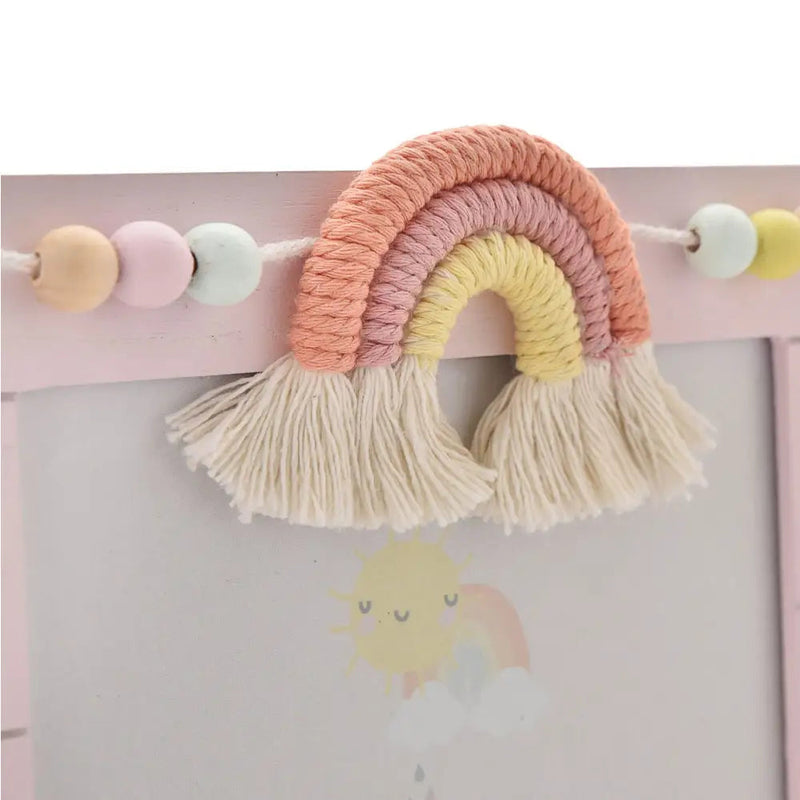 Petit Cheri Woodenphoto Frame Macrame Rainbow Baby Girl 6x4