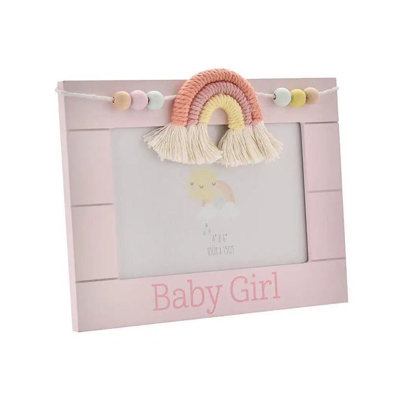 Petit Cheri Woodenphoto Frame Macrame Rainbow Baby Girl 6x4