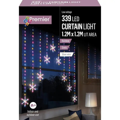 Premier 1.2 X 1.2M Pin Wire Rainbow Lights - Snowflake &