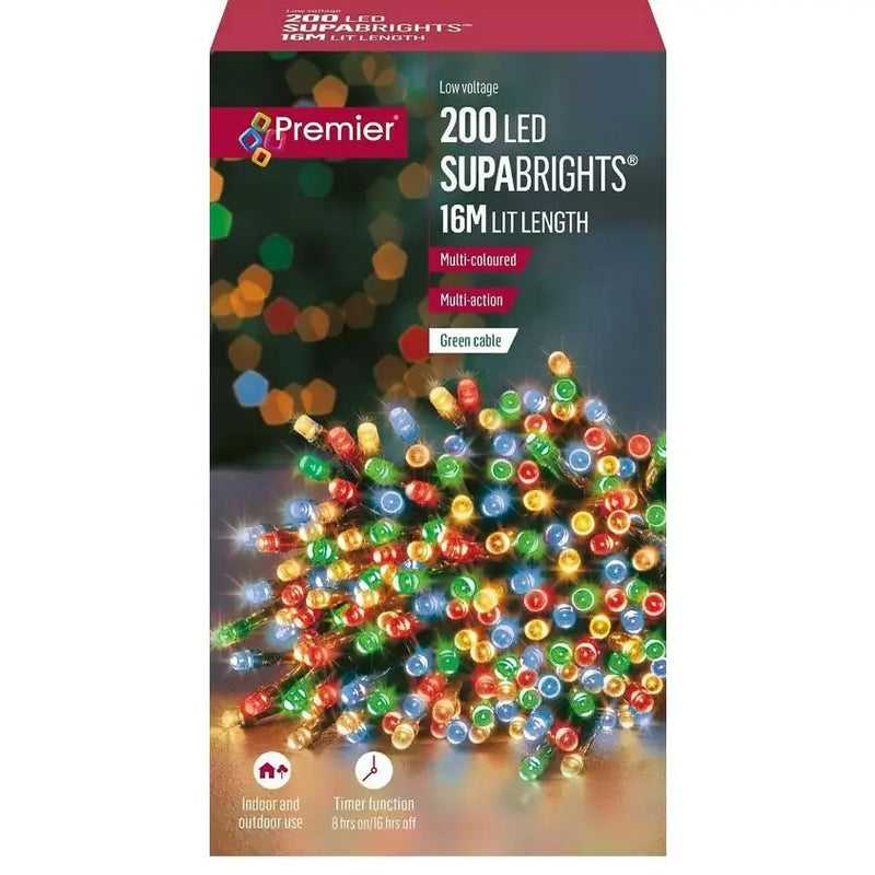 Premier 200 LED SupaBrights Multi Action 16M (Green Cable)