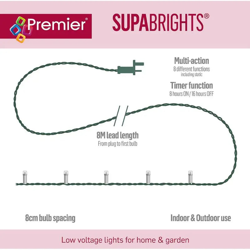 Premier 200 LED SupaBrights Multi Action 16M (Green Cable)