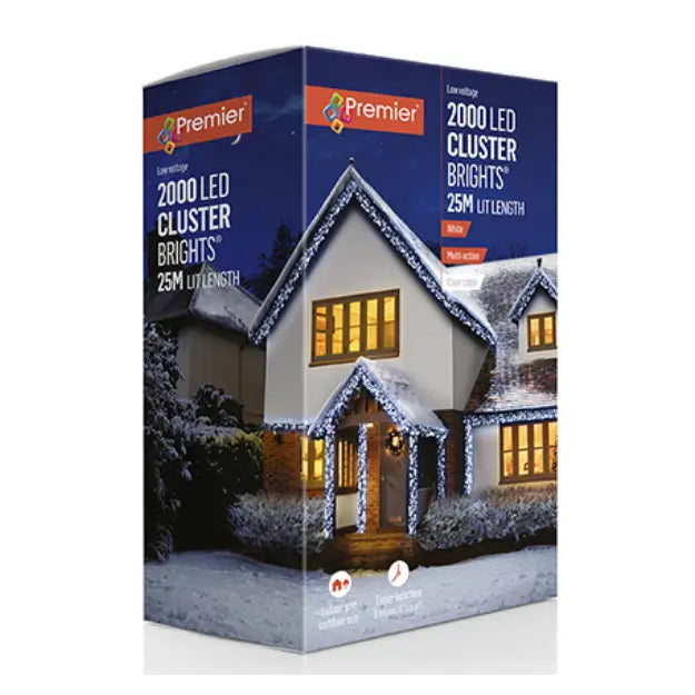 Premier 2000 LED ClusterBrights 25M - White Clear Cable