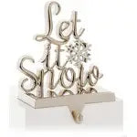 Premier 22cm Silver Let It Snow Christmas Stocking Holder (2