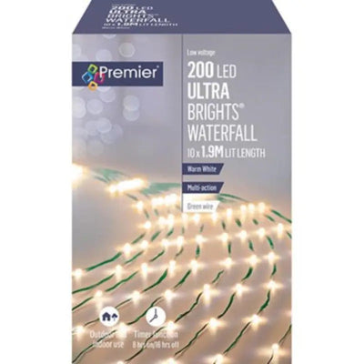 Premier 2M 200L Microbright Tree Net Leds - Green Wire -