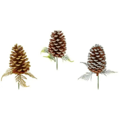 Premier 3 Assorted Pine Cone Picks (1 Supplied) - Christmas