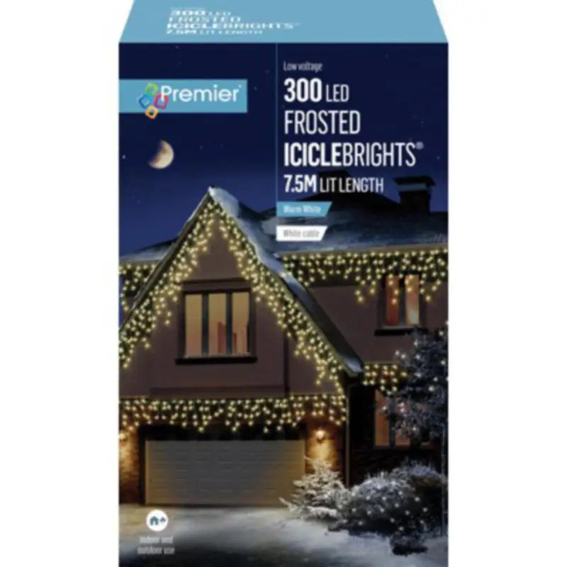 Premier 300 Led Frosted Iciclebrights Warm White (White