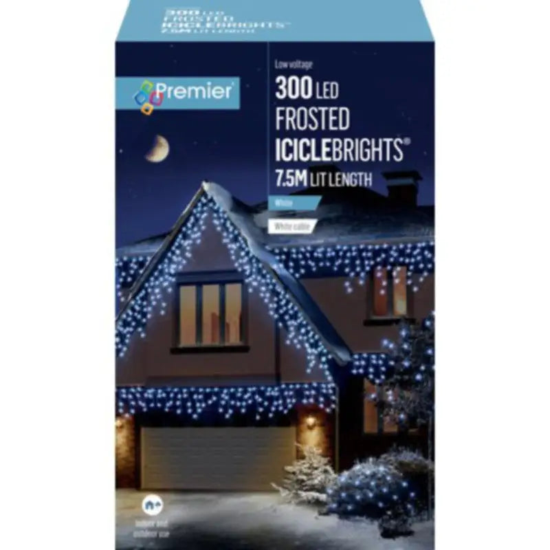 Premier 300 Led Frosted Iciclebrights White 7.5M (White