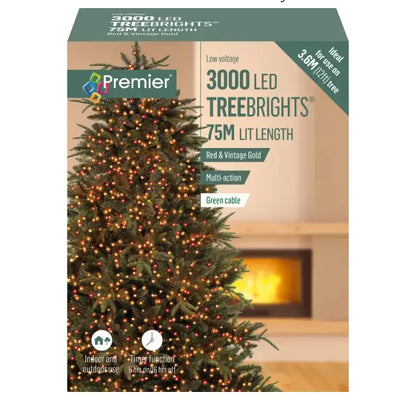 Premier 3000 LED Treebrights 75M Red & Vintage Gold