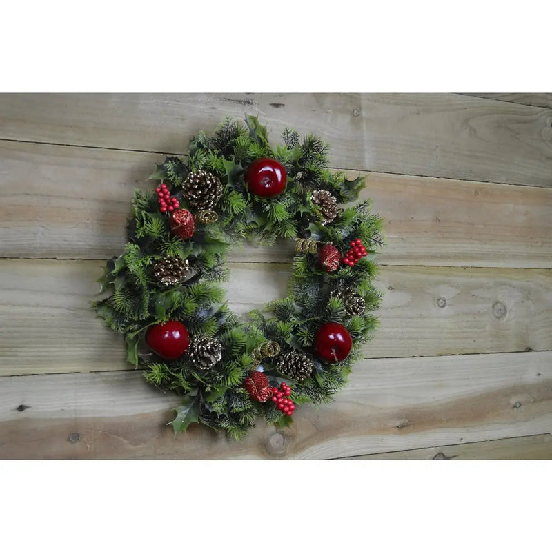 Premier 45cm Plastic Christmas Wreath Red Apple Cone -