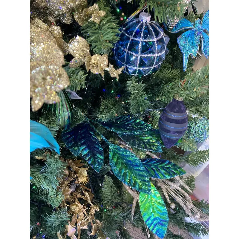 Premier 65cm Peacock Irid Leaf Stem - Christmas