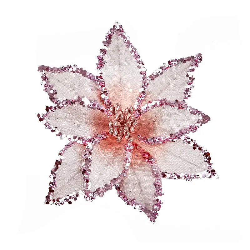 Premier Beaded Poinsettia Clip On 20cm - 6 Colours Available