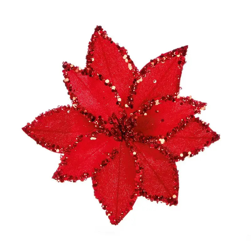 Premier Beaded Poinsettia Clip On 20cm - 6 Colours Available