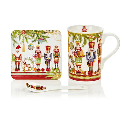 Premier Ceramic Nutcracker Mug With Coaster And Spoon Set