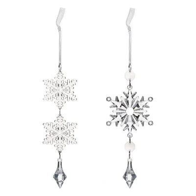 Premier Clear Snowflake Hanging Decoration 14cm - 2 Asst. 1