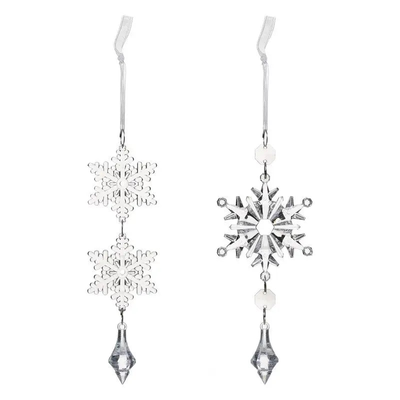 Premier Clear Snowflake Hanging Decoration 14cm - 2 Asst. 1