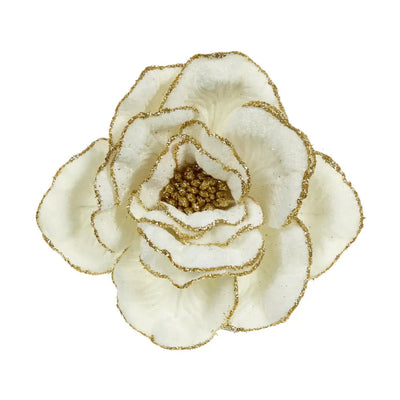 Premier Cream Velvet Dahlia With Champagne Gold Glitter Edge