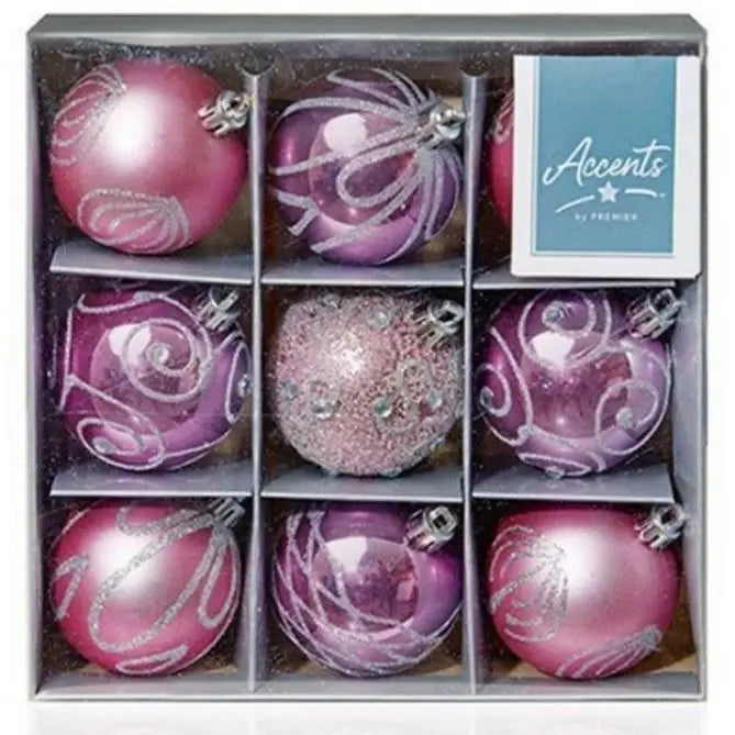 Premier Decorated Balls Pack of Baubles 9 x 60mm - 11