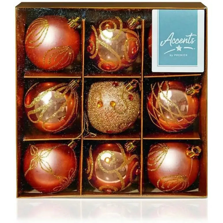 Premier Decorated Balls Pack of Baubles 9 x 60mm - 11
