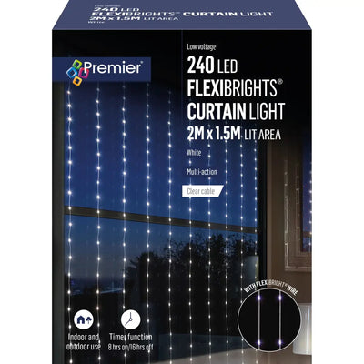 Premier Flexibright Curtain White 240 LEDs 2m x 1.5m -
