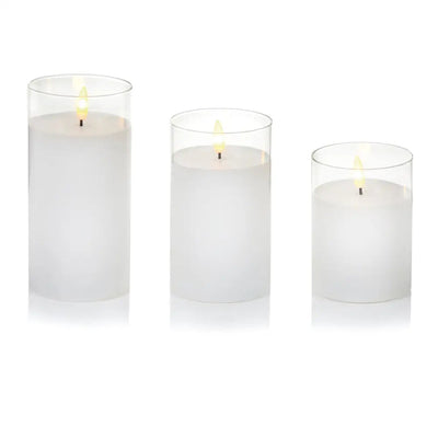 Premier Flickbright Clear Glass Faux Candles Set of 3 -