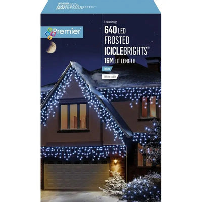 Premier Frosted Icicles Outdoor Christmas Lights 640 Leds -