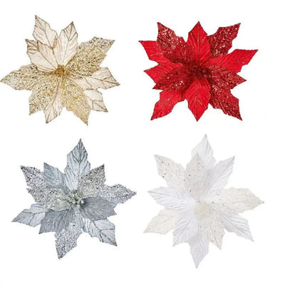 Premier Glitter Leather Poinsettia Clip On 30cm - 4 Colours