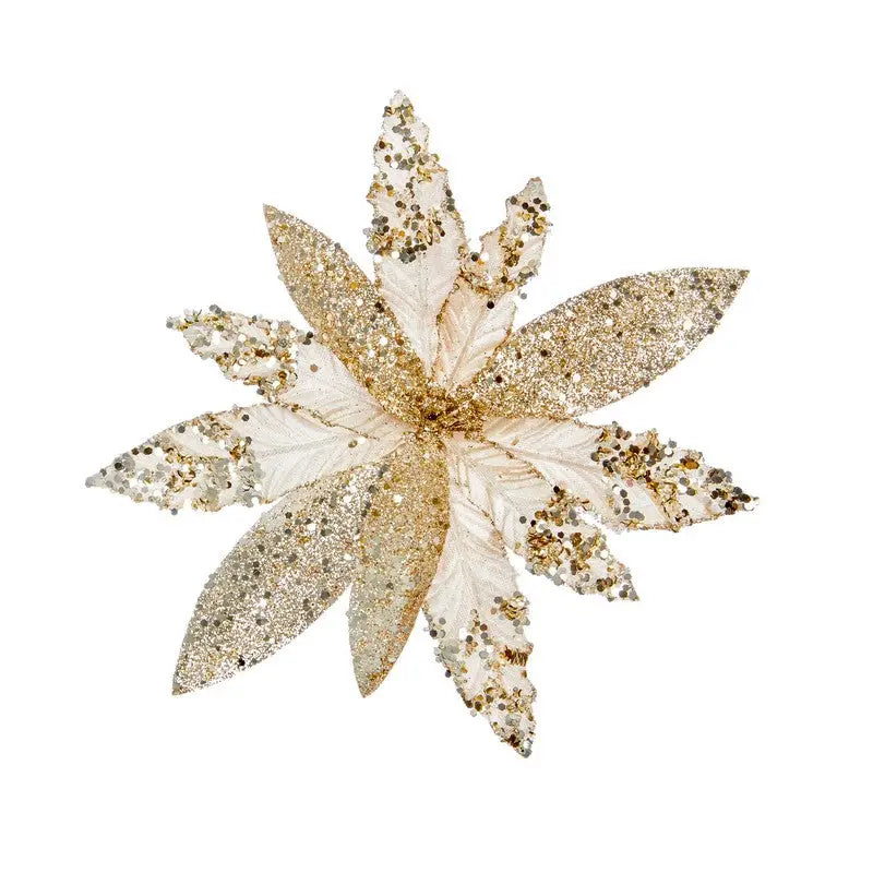 Premier Glitter with Sequin Poinsettia Clip On - 26cm - 4