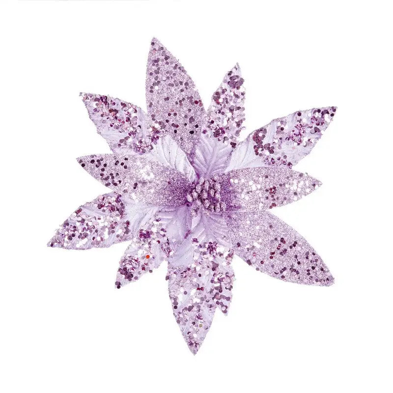 Premier Glitter with Sequin Poinsettia Clip On - 26cm - 4